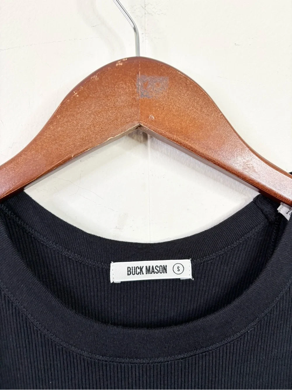 Buck Mason black rib tank dress midi maxi size SM new minimalist stretch - Picture 3 of 5
